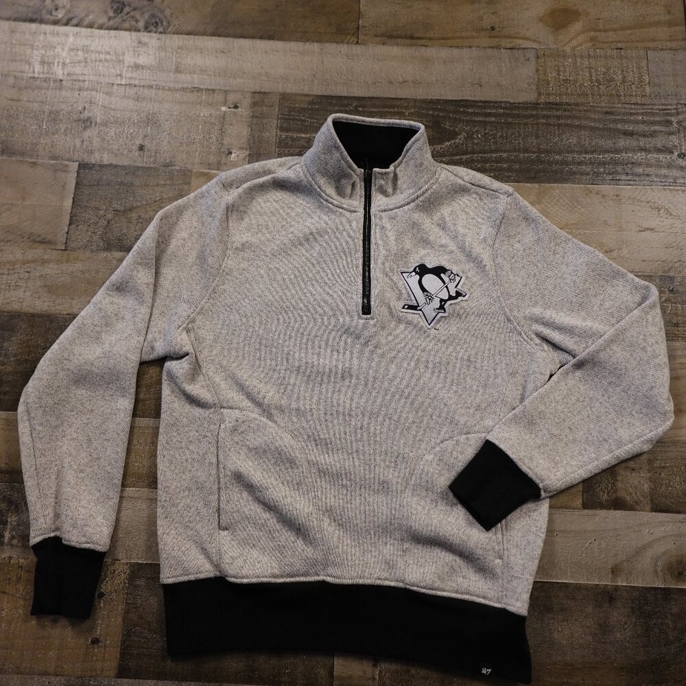 ’47 NHL Pittsburgh Penguins Quarter-Zip Pullover Men’s Medium Heather Oatmeal‎